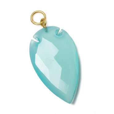 36x20mm Aqua Blue Chalcedony Faceted Arrowhead Focal Pendant 1 piece (ONLINE ORDER ONLY)