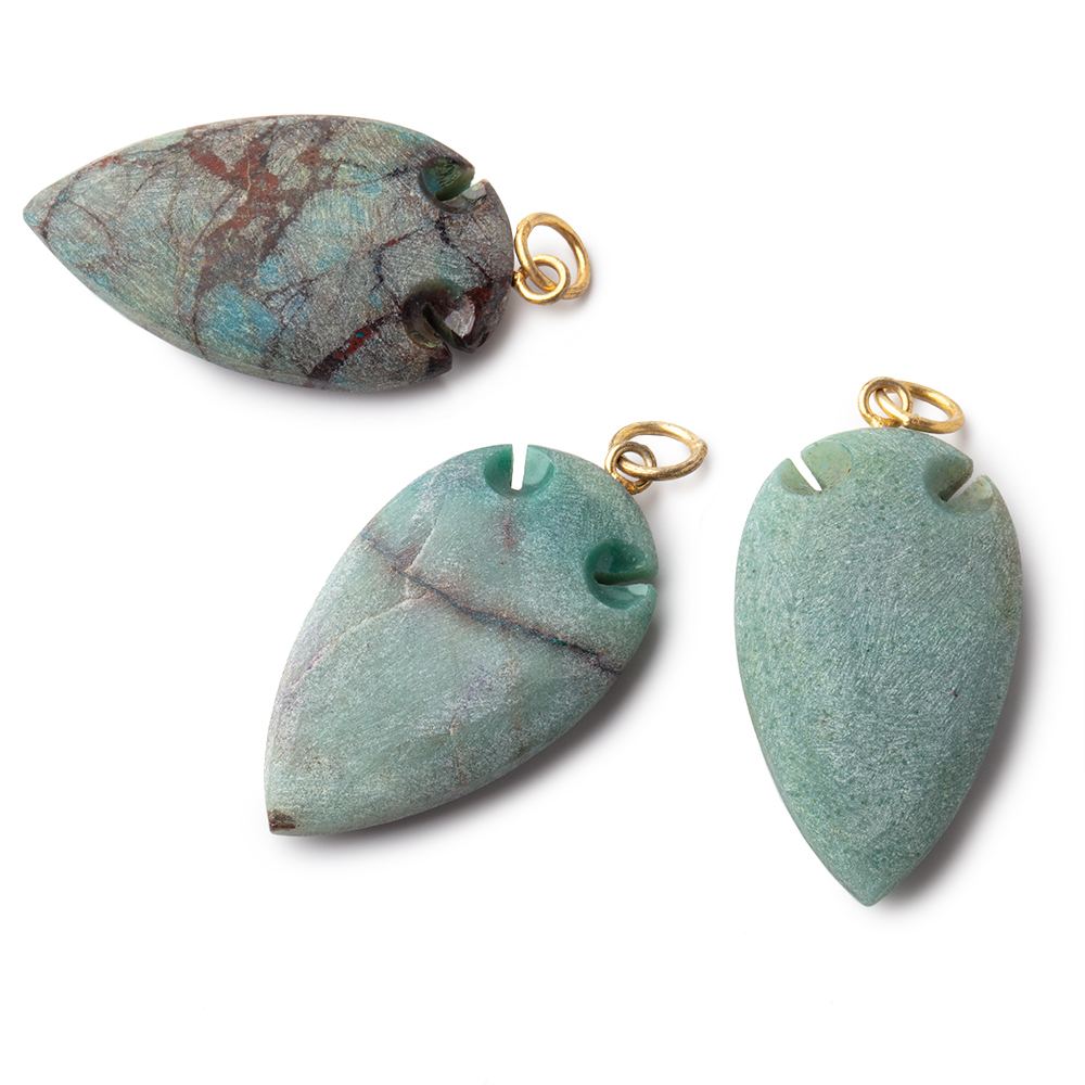 36x20mm Chrysocolla Matte Arrowhead Focal Pendant 1 piece (ONLINE ORDER ONLY)