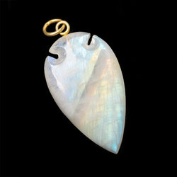 36x20mm Rainbow Moonstone Matte Arrowhead Focal Pendant 1 piece (ONLINE ORDER ONLY)