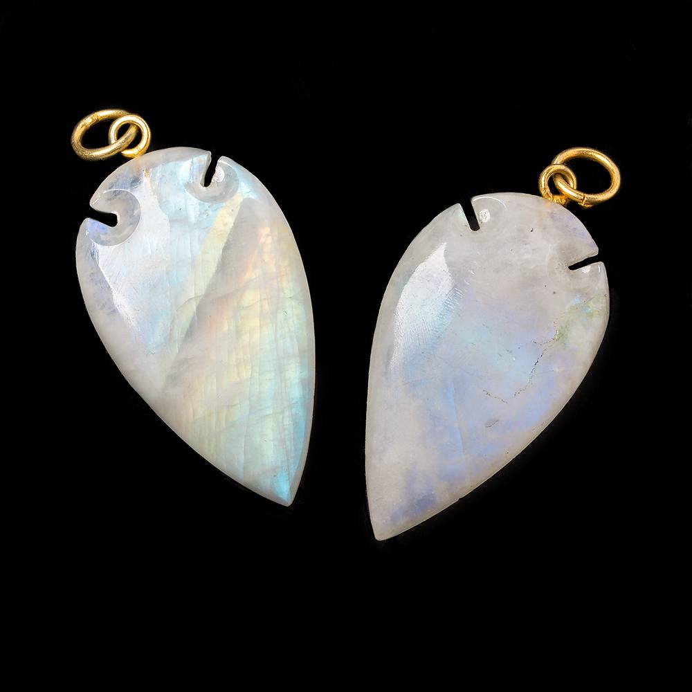 36x20mm Rainbow Moonstone Matte Arrowhead Focal Pendant 1 piece (ONLINE ORDER ONLY)