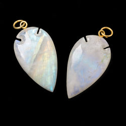 36x20mm Rainbow Moonstone Matte Arrowhead Focal Pendant 1 piece (ONLINE ORDER ONLY)
