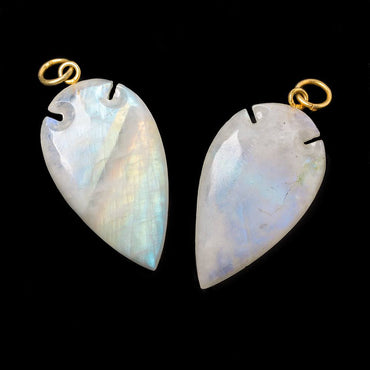 36x20mm Rainbow Moonstone Matte Arrowhead Focal Pendant 1 piece (ONLINE ORDER ONLY)