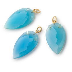 36x20mm Santorini Blue Chalcedony Faceted Arrowhead Focal Pendant 1 piece (ONLINE ORDER ONLY)