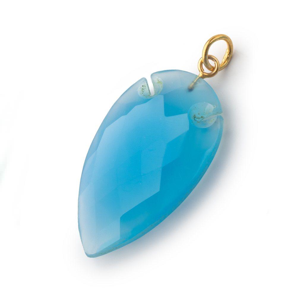 36x20mm Santorini Blue Chalcedony Faceted Arrowhead Focal Pendant 1 piece (ONLINE ORDER ONLY)