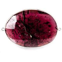 36x21mm Rhodolite Garnet Oval Sterling Silver Bezel Connector 1 piece (ONLINE ORDER ONLY)