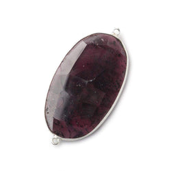 36x21mm Rhodolite Garnet Oval Sterling Silver Bezel Connector 1 piece (ONLINE ORDER ONLY)