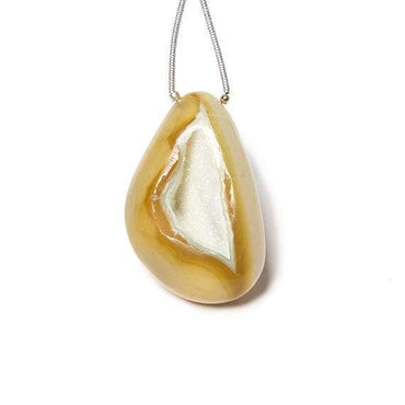 36x25mm Yellow and Cream Agate Drusy Freeform Focal Bead 1 piece (ONLINE ORDER ONLY)