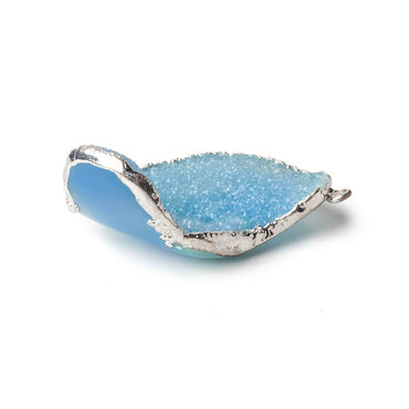 36x29x12mm Silver Leafed White & Blue Concave Drusy Focal Pendant 1 piece (ONLINE ORDER ONLY)