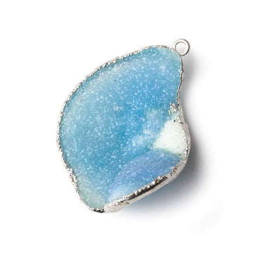 36x29x12mm Silver Leafed White & Blue Concave Drusy Focal Pendant 1 piece (ONLINE ORDER ONLY)