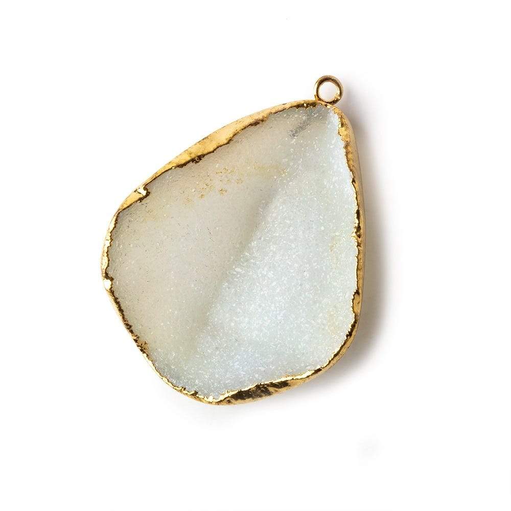 36x30x12mm Gold Leafed White Concave Drusy Pendant 1 focal bead (ONLINE ORDER ONLY)