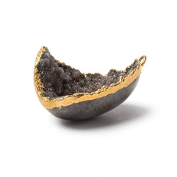 36x30x15mm Gold Leaf Edge Chocolate Agate Drusy Pendant 1 piece (ONLINE ORDER ONLY)
