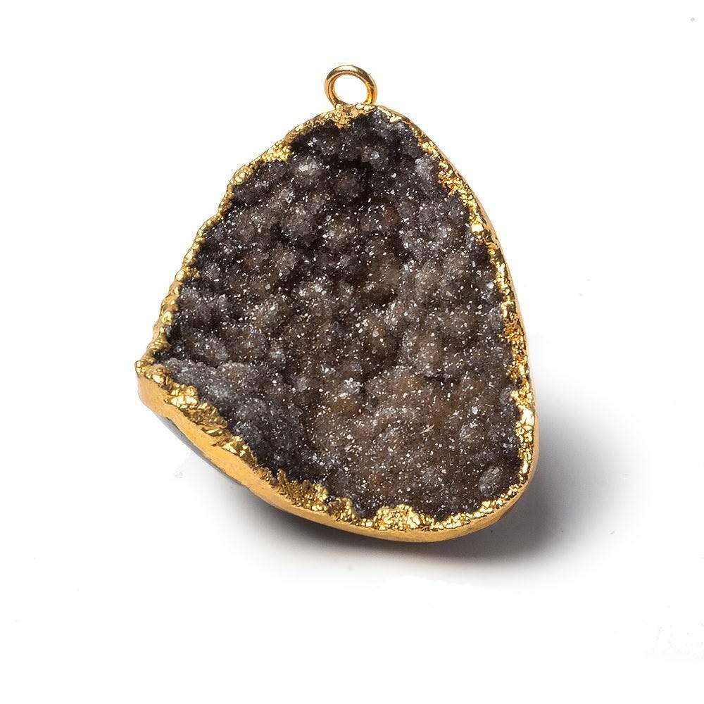 36x30x15mm Gold Leaf Edge Chocolate Agate Drusy Pendant 1 piece (ONLINE ORDER ONLY)