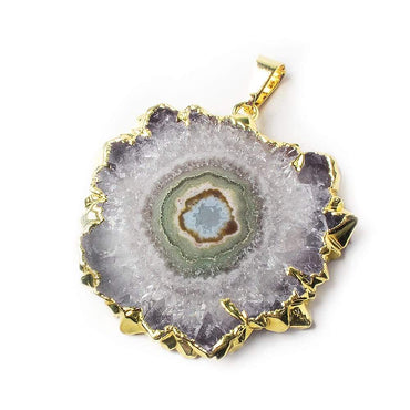 36x32x4mm Gold Leaf Amethyst Solar Quartz Stalactite Crystal Focal Bead 1 pc (ONLINE ORDER ONLY)