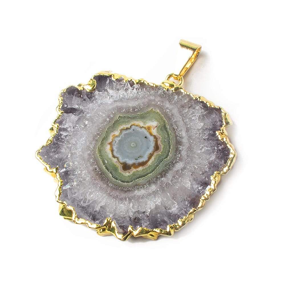 36x32x4mm Gold Leaf Amethyst Solar Quartz Stalactite Crystal Focal Bead 1 pc (ONLINE ORDER ONLY)