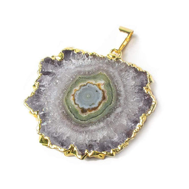 36x32x4mm Gold Leaf Amethyst Solar Quartz Stalactite Crystal Focal Bead 1 pc (ONLINE ORDER ONLY)