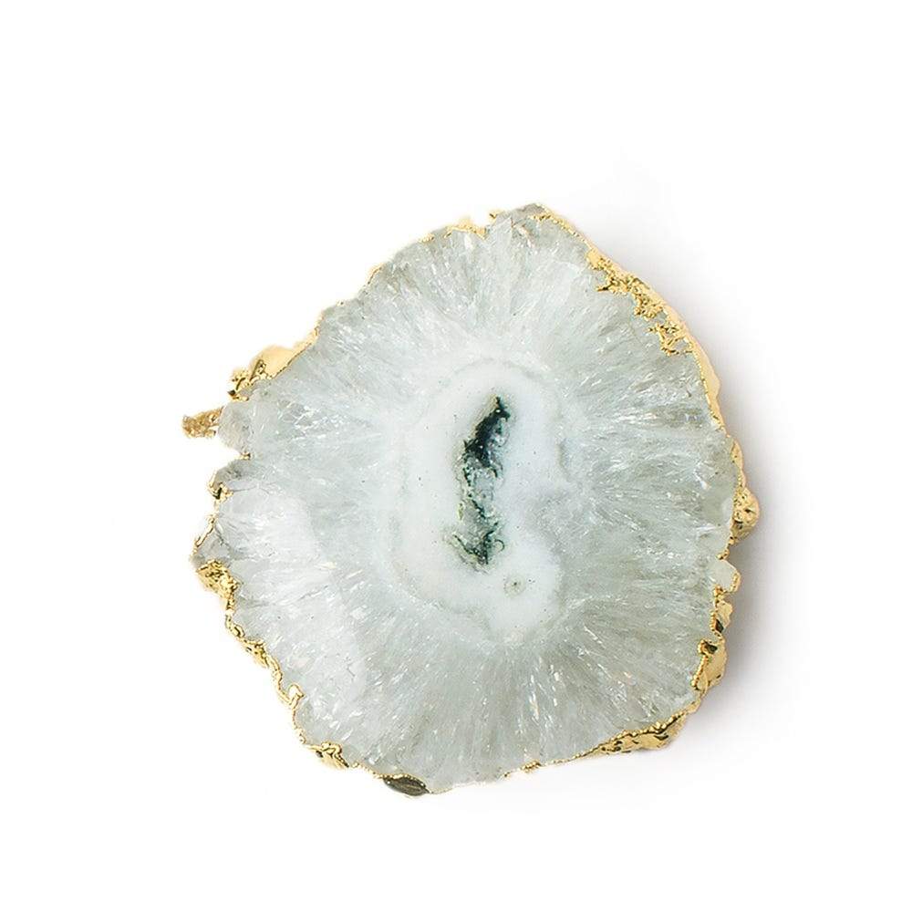 36x33mm 22kt Gold leafed Solar Quartz Slice Pendant 1 piece (ONLINE ORDER ONLY)