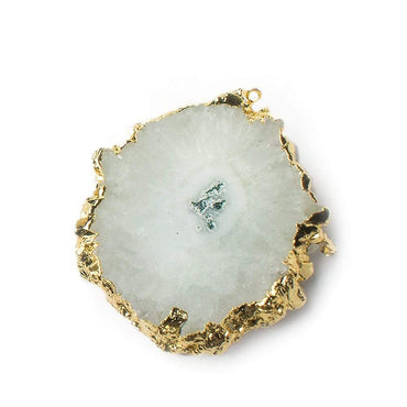 36x33mm 22kt Gold leafed Solar Quartz Slice Pendant 1 piece (ONLINE ORDER ONLY)