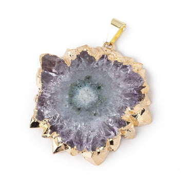 36x40mm Gold Leafed Amethyst Solar Quartz Slice Pendant 1 focal piece (ONLINE ORDER ONLY)