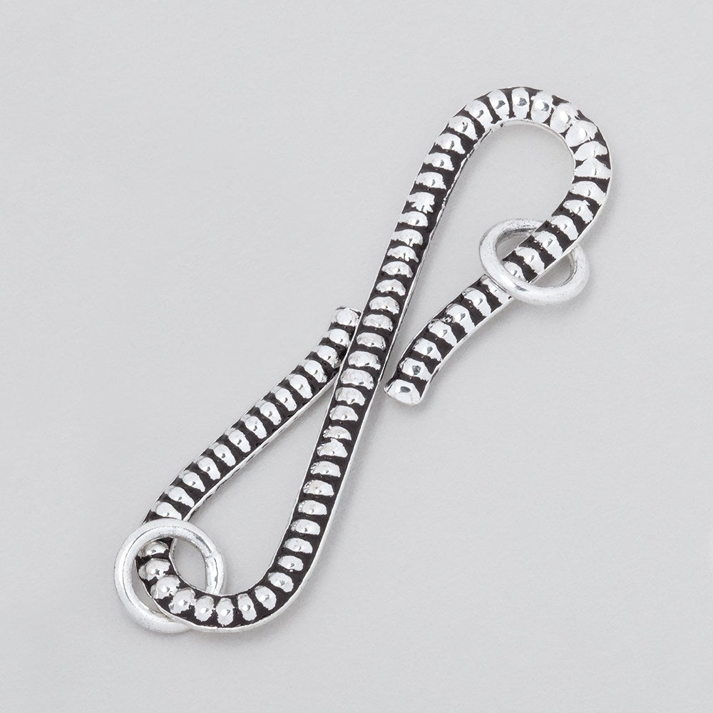 36x9mm Antiqued Sterling Silver S Hook Ribbed Design 1 piece (ONLINE ORDER ONLY)