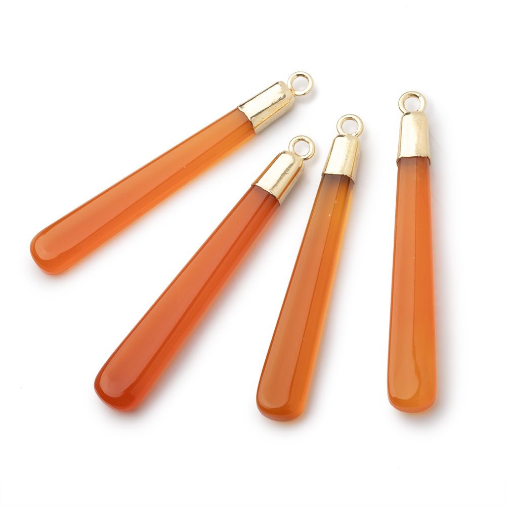 37-40mm Gold Leafed Orange Chalcedony Pear Pendant 1 focal piece (ONLINE ORDER ONLY)