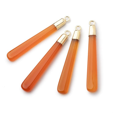 37-40mm Gold Leafed Orange Chalcedony Pear Pendant 1 focal piece (ONLINE ORDER ONLY)