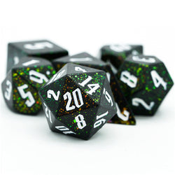 80's Monster Glitter DND Dice (Black,Green,Orange) 7-Dice Dungeons and Dragons Dice (Online Only)