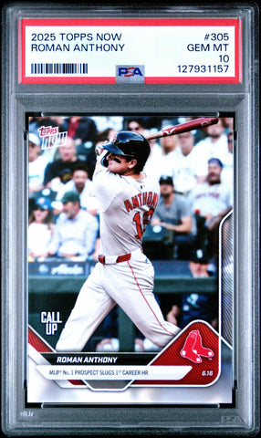 Graded 2025 Topps Now Roman Anthony #305 Rookie RC Baseball Card PSA 10 Gem Mint (ONLINE ORDER ONLY)