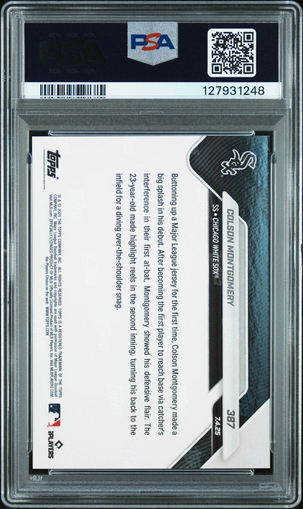 Graded 2025 Topps Now Colson Montgomery #387 Rookie RC Baseball Card PSA 8 Near Mint (ONLINE ORDER ONLY)