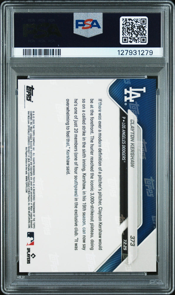 Graded 2025 Topps Now Clayton Kershaw #373 Baseball Card PSA 9 Mint (ONLINE ORDER ONLY)
