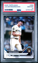 Graded 2025 Topps Now Jacob Misiorowski #402 Rookie RC Baseball Card PSA 10 Gem Mint (ONLINE ORDER ONLY)