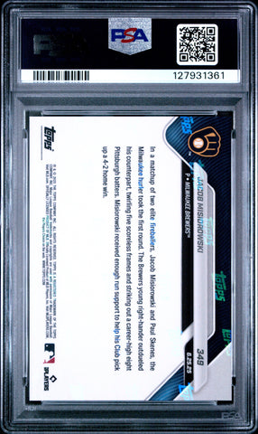 Graded 2025 Topps Now Jacob Misiorowski #349 Rookie RC Baseball Card PSA 10 Gem Mint (ONLINE ORDER ONLY)