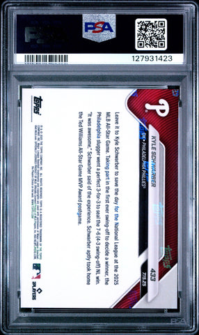 Graded 2025 Topps Now Kyle Schwarber #433 Baseball Card PSA 10 Gem Mint (ONLINE ORDER ONLY)