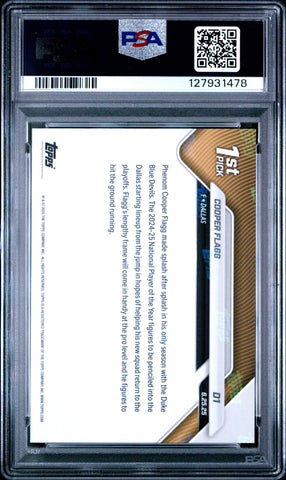 Graded 2025 Topps Now Cooper Flagg #D1 Draft Rookie RC Basketball Card PSA 9 Mint (ONLINE ORDER ONLY)
