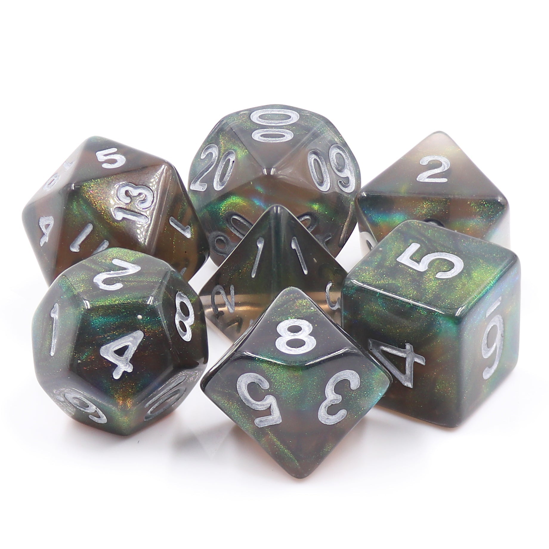 Night Wish: Smoke Grey Glitter Iridescent Effect 7-Dice Set (Online Only)