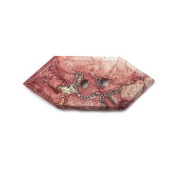 37.5x15.5mm Brecciated Plum Jasper Modified Hexagon 2.5mm hole button 1 piece (ONLINE ORDER ONLY)