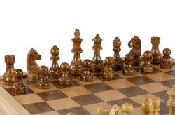 Chess Set - 3.75" Acaciawood/Boxwood pieces on Beechwood Chest (ONLINE ORDER ONLY)
