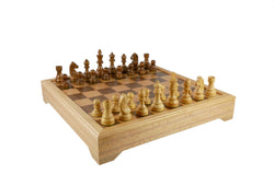 Chess Set - 3.75" Acaciawood/Boxwood pieces on Beechwood Chest (ONLINE ORDER ONLY)