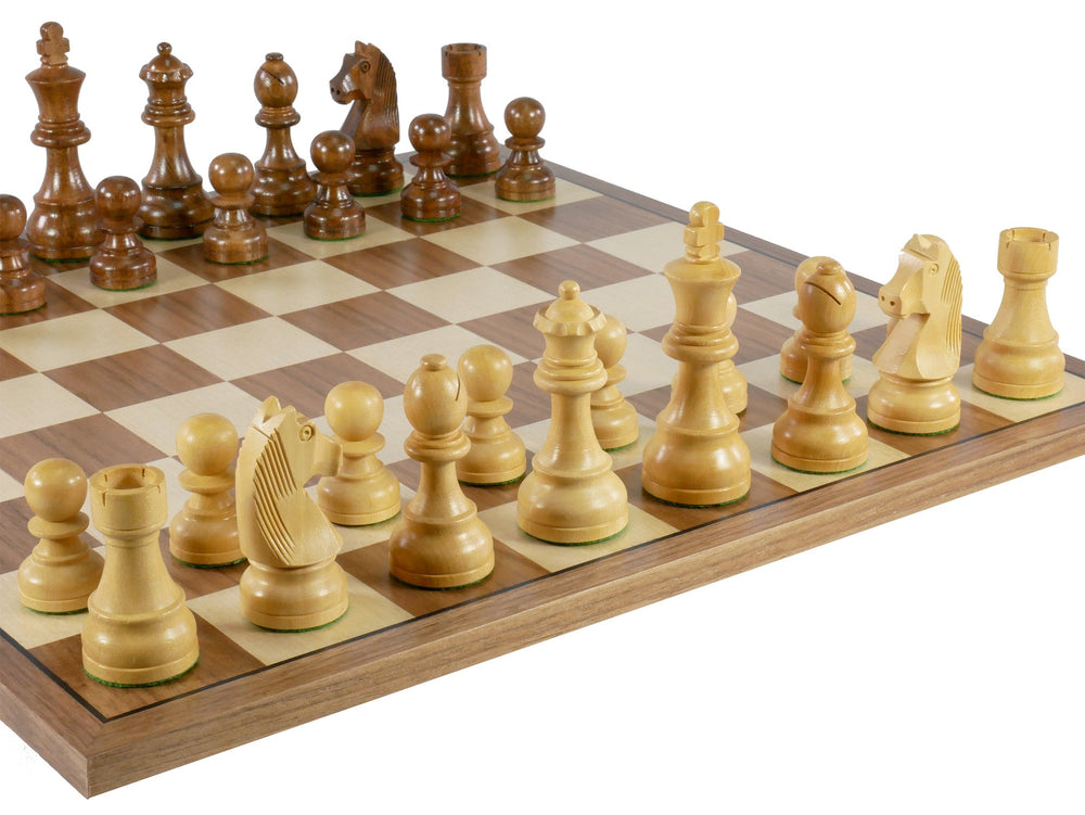 Chess Set - 3.75" Acaciawood/Boxwood pieces on Walnut/Maple Chess Board (ONLINE ORDER ONLY)