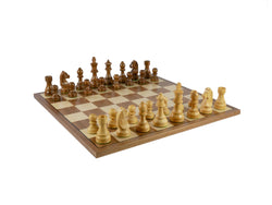 Chess Set - 3.75" Acaciawood/Boxwood pieces on Walnut/Maple Chess Board (ONLINE ORDER ONLY)