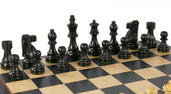 Chess Set - Black French Knight Pieces on Black and Birdseye Maple Veneer Board (ONLINE ORDER ONLY)