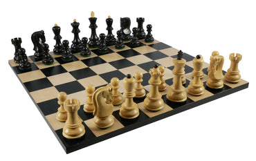 Chess Set - Black Russian Chessmen on Black Maple Basic Chess Board (ONLINE ORDER ONLY)