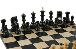 Chess Set - Black Russian Chessmen on Black Maple Basic Chess Board (ONLINE ORDER ONLY)