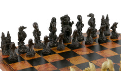 Chess Set - Sea Life Resin Chess Pieces on Faux Leather Old World Map Board (ONLINE ORDER ONLY)