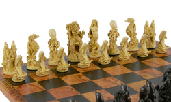 Chess Set - Sea Life Resin Chess Pieces on Faux Leather Old World Map Board (ONLINE ORDER ONLY)