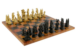 Chess Set - Sea Life Resin Chess Pieces on Faux Leather Old World Map Board (ONLINE ORDER ONLY)