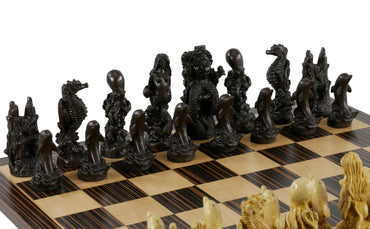 Chess Set - Sea Life Resin Chess Pieces on Ebony/Maple Veneer Chess Board (ONLINE ORDER ONLY)
