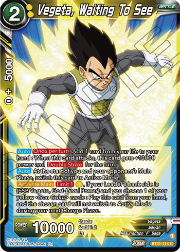 Vegeta, Waiting To See (BT21-114) [Wild Resurgence] (ONLINE ORDER ONLY)