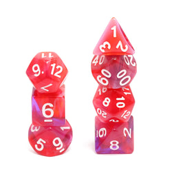 Red Clouds 7-Dice Set Pink/White w/White Numbers Dnd Dice Set (Online Only)