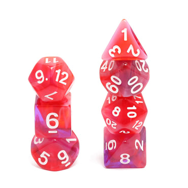 Red Clouds 7-Dice Set Pink/White w/White Numbers Dnd Dice Set (Online Only)