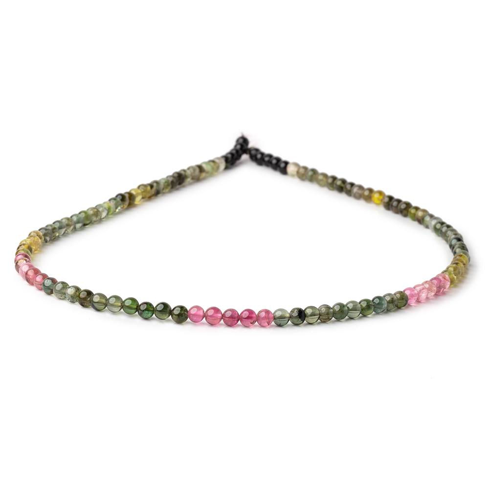 3.7mm Multi Color Tourmaline Plain Round Beads 14.75 inch 103 pieces (ONLINE ORDER ONLY)